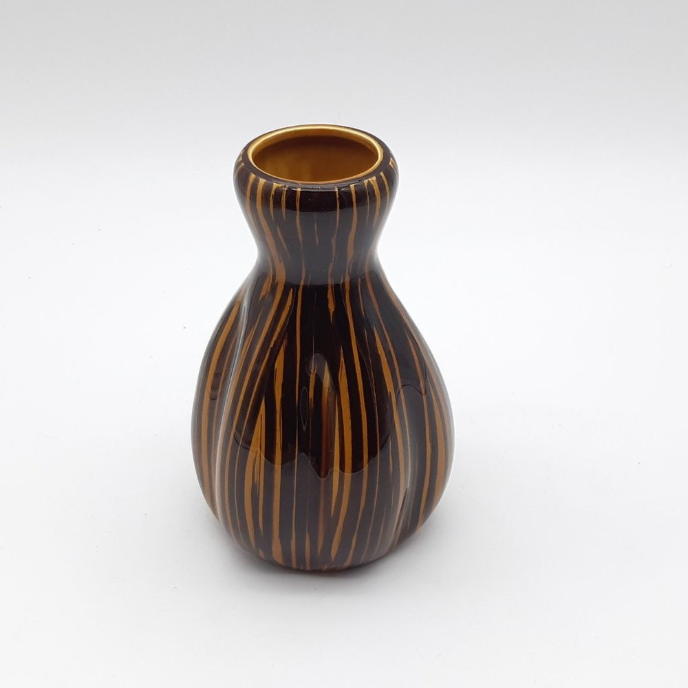 Sarreguemines Brown Vase Domino Pattern From France
